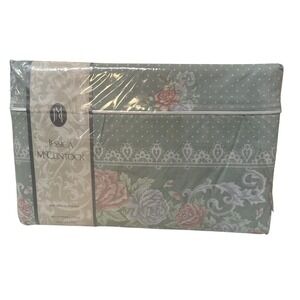Jessica McClintock Spring Sonata Twin Flat Sheet Sage Floral Polka Dot Vintage